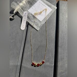 Sorrelli Gold Necklace with Red Accents